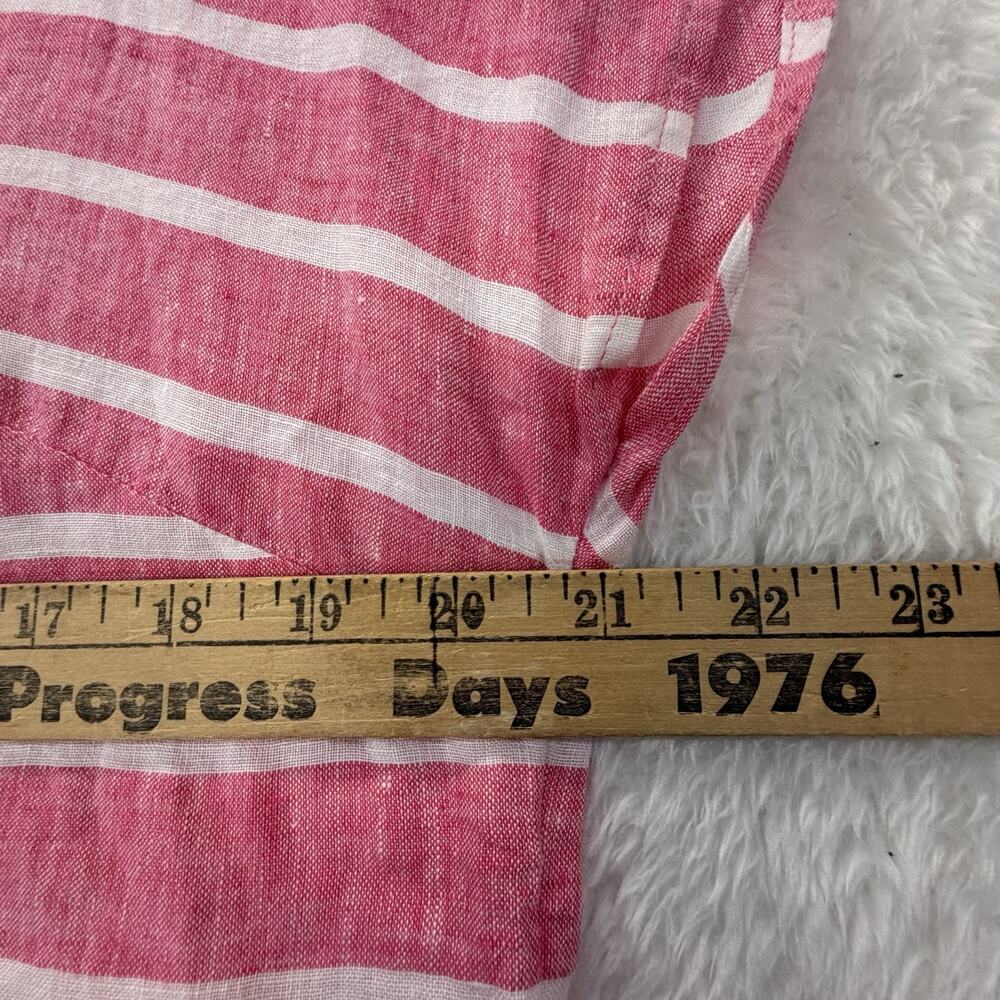Talbots Linen Tunic Size Medium Pink White Stripe V-Neck Cap Sleeve Tunic Top - Picture 7 of 11